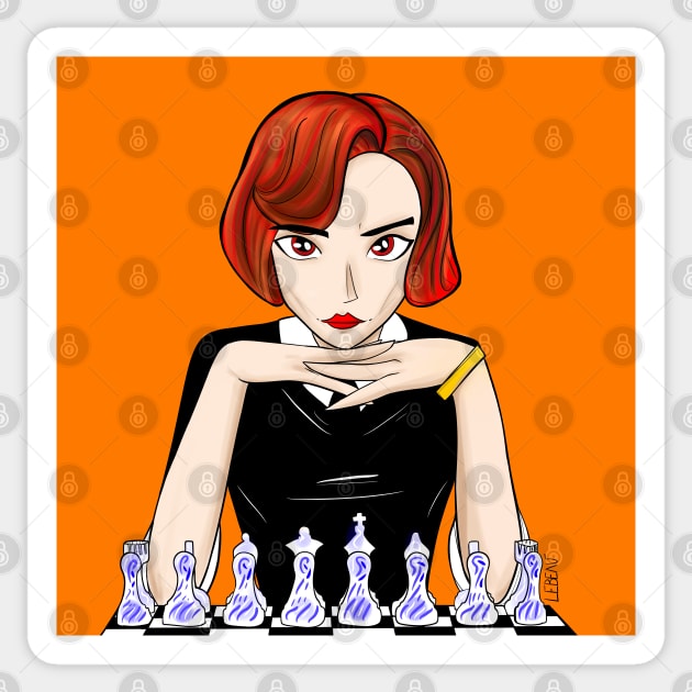 Beth the queen’s gambit in chessmaster Art Sticker by jorge_lebeau